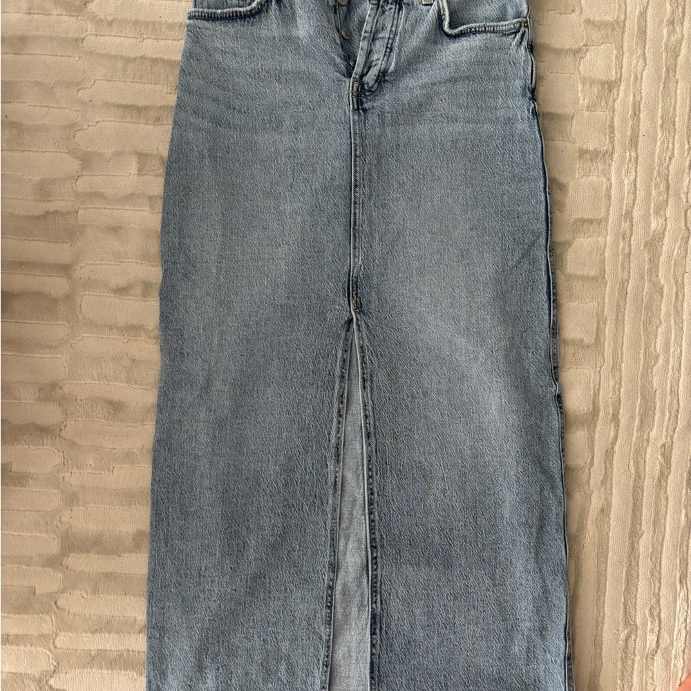 Zara Light Blue Denim Maxi Skirt, Small